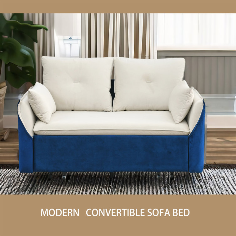 Mercer41 Mogan 51.18 Folding Upholstered Sofa Cushion Back Futon Chair  Convertible Sofa Guest Sleeper Chair & Reviews