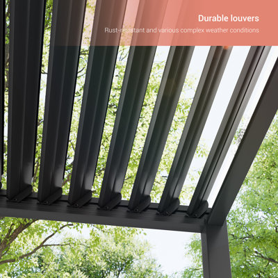 Pergola d'extérieur réglable en métal avec persiennes