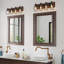 Applique murale de salle de bain 4 lumières en bois rustique et en métal noir avec miroir-428678569-428678572