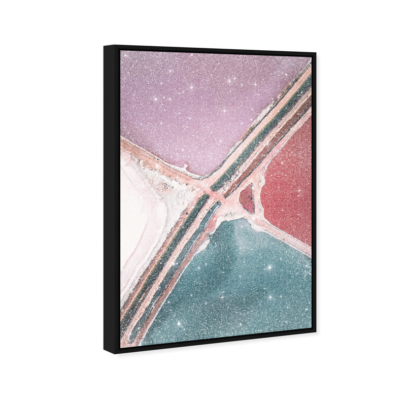 Lilac Meets Teal Print by Oliver Gal, 25"H x 37"W, Black Floater Frame