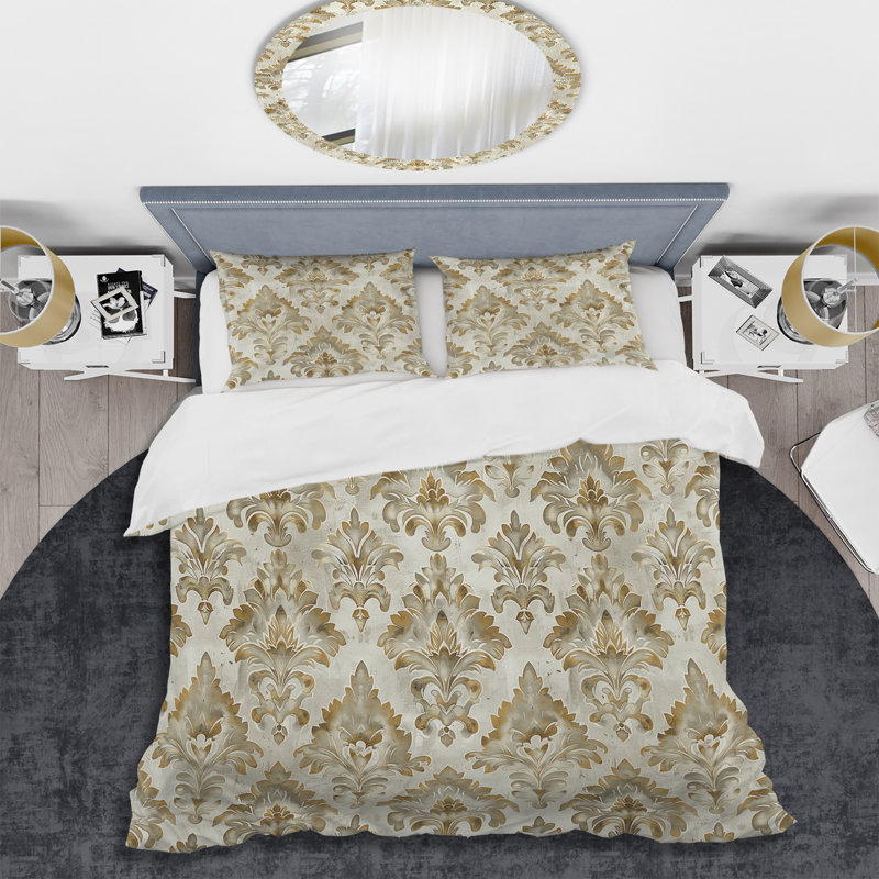 Ensemble de housse de couette beige Glam Damask II - Glam, Housse de couette très grand + 2 taies décorativ