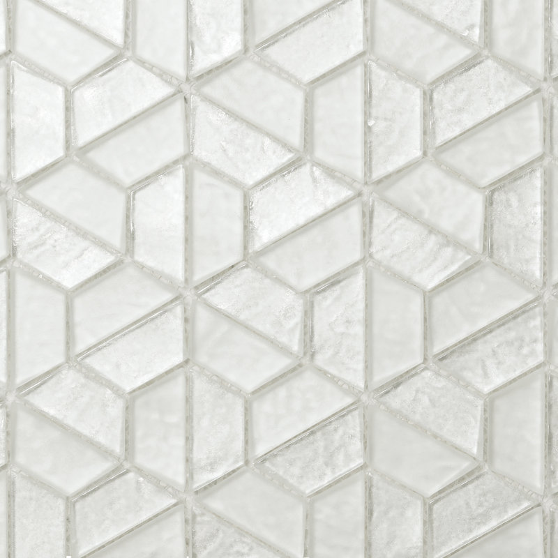 Carreau de mosaïque hexagonal en verre 10,5 po x 11,5 po Samba, Blanc Arctique