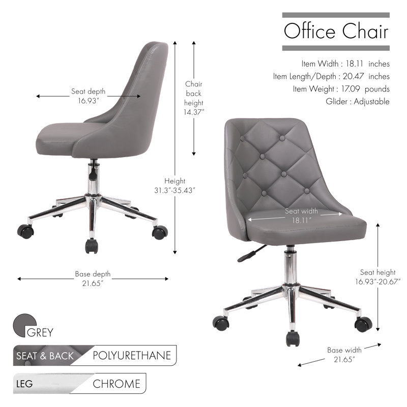Office Chair, Grey, Chrome