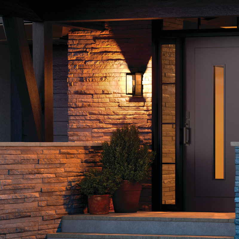 1-Light Outdoor Wall Light with Clear Seeded Glass, 10" H x 6" W x 6" D