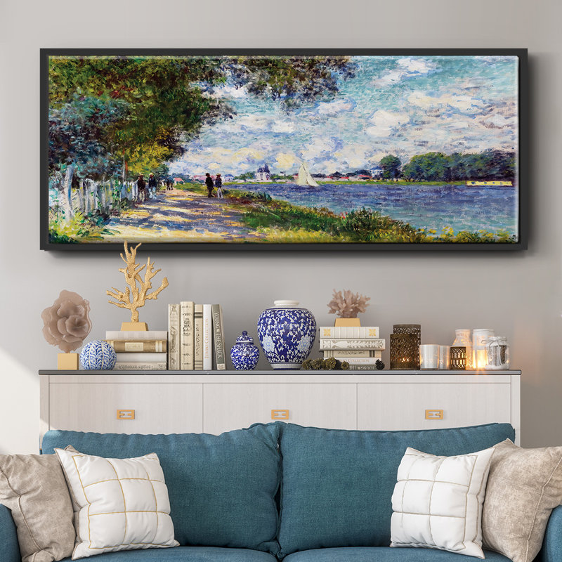 La seine à Argenteuil, 1875 - toile encadrée, H 20 po x l 50 po