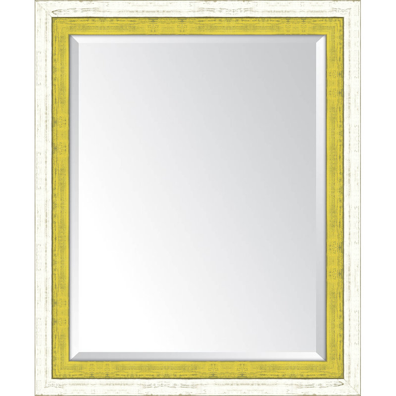 Wood Flat Wall Mirror, 42" H x 30" W, Yellow