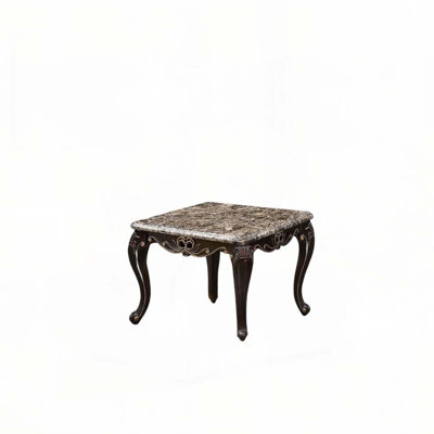 Table de bout carrée avec plateau en marbre et cabriole Legsen