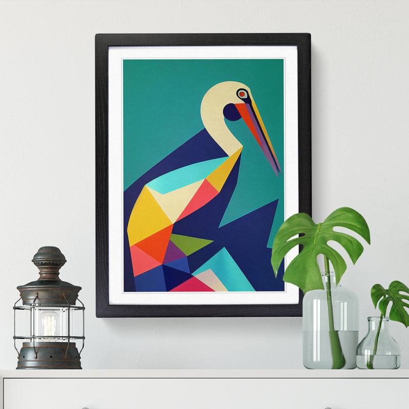 Pelican Geometric - Single Picture Frame Print, Black, 34cm H x 25cm W x 2cm D