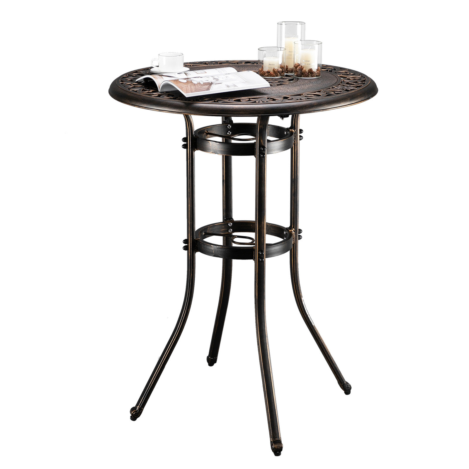 Astoria Grand Outdoor Cast Aluminum Round Dining Table | Wayfair