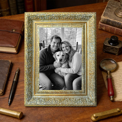 Cadre photo raffiné 3 pièces 5 "x 7" à finition or antique 3 "avec profil décoratif