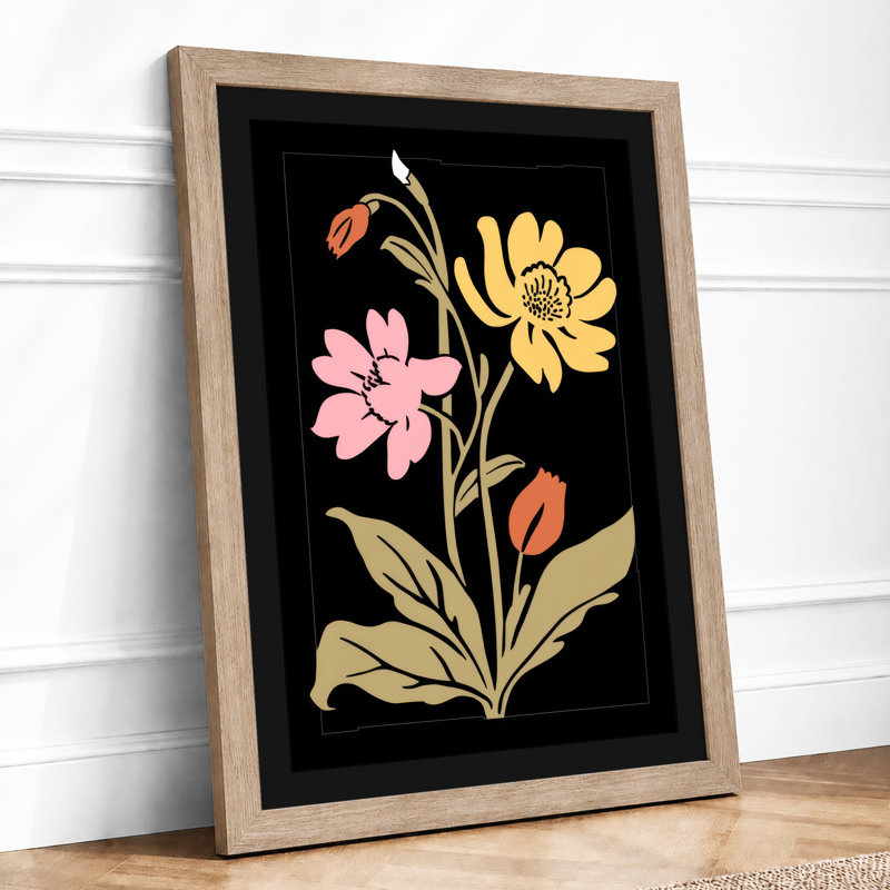 Two Stem Botanicals Botanical - Framed Print, Oak, A4 - 29.7 x 21.0 cm
