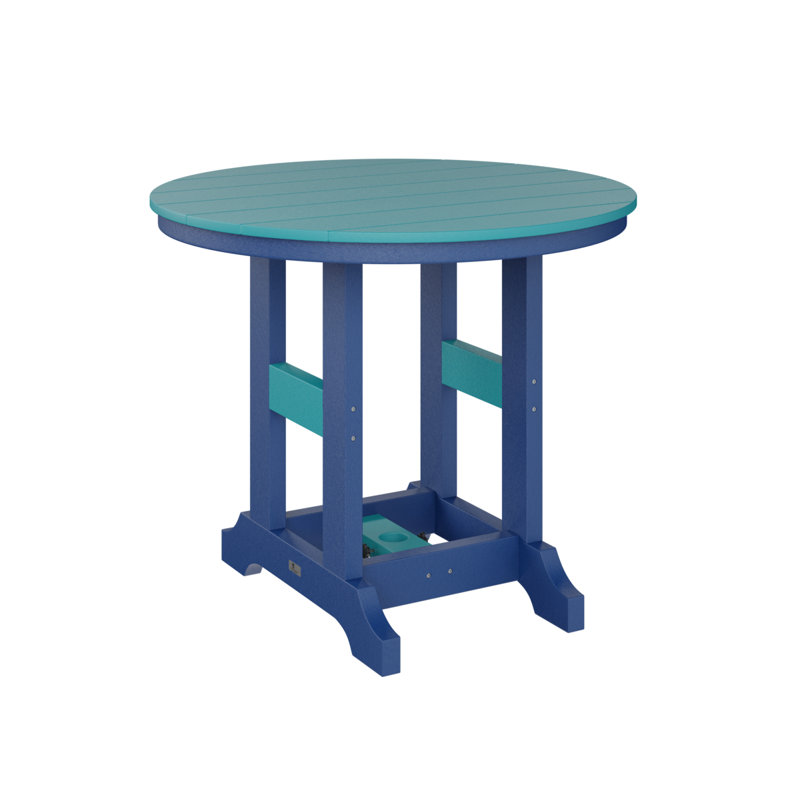 Garden Classic Outdoor Round Dining Table, Aruba Blue, Pacific Blue