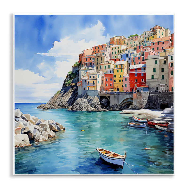 " Cinque Terre Port " by LSR Design Studio, 12" H x 12" W x 0.5" D