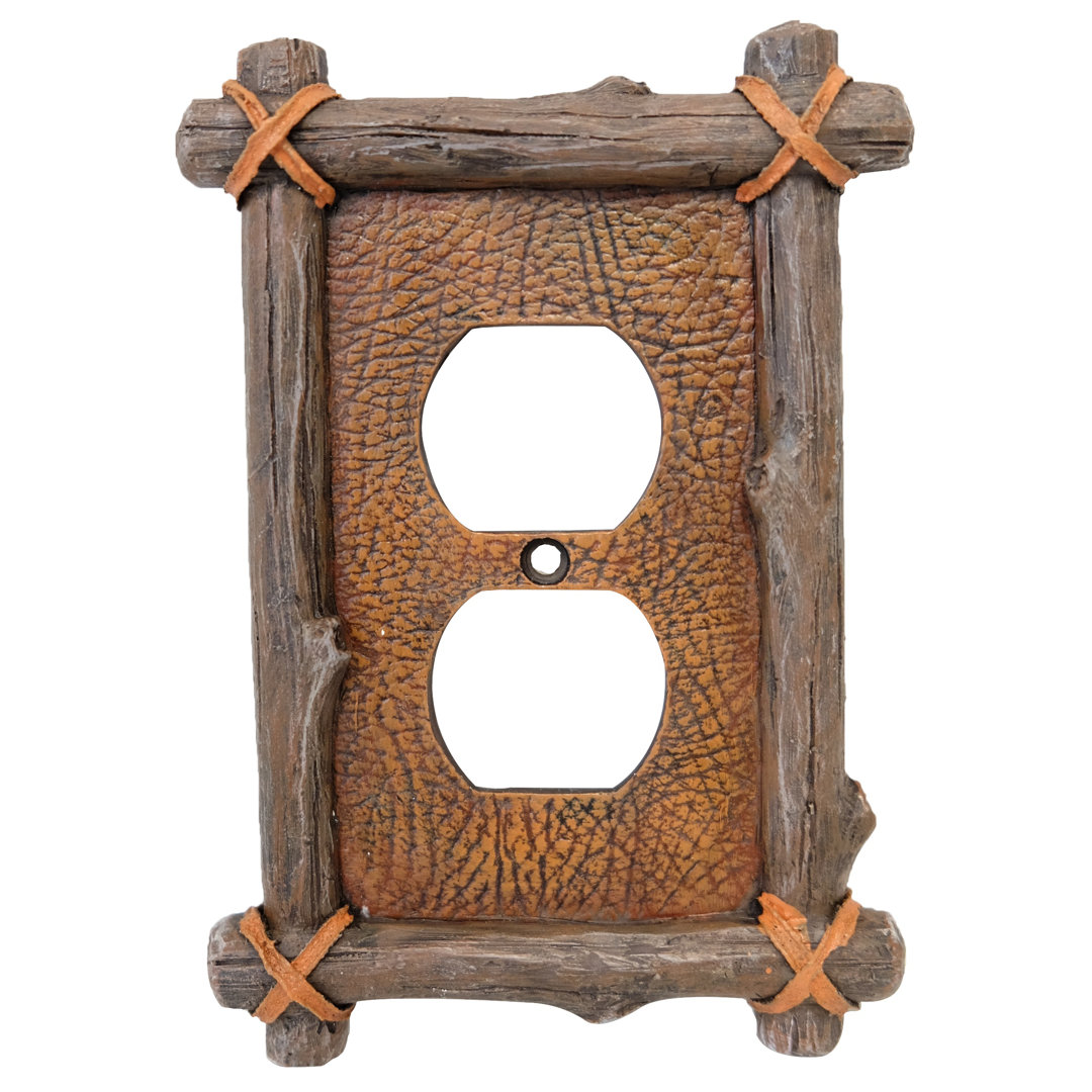 Logs Single Duplex Power Outlet Wall Plate / Switch Plate / Cover (Set of 2) De Leon Collections