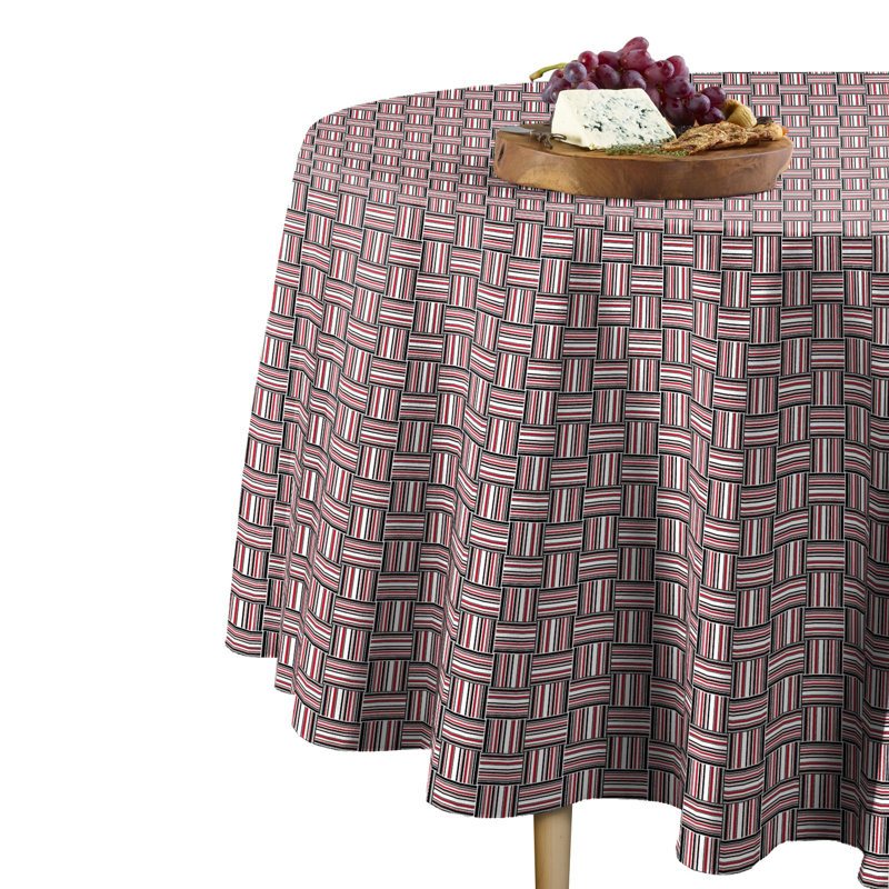 Primland Basket Weave Round Tablecloth, 90" x 90", Red