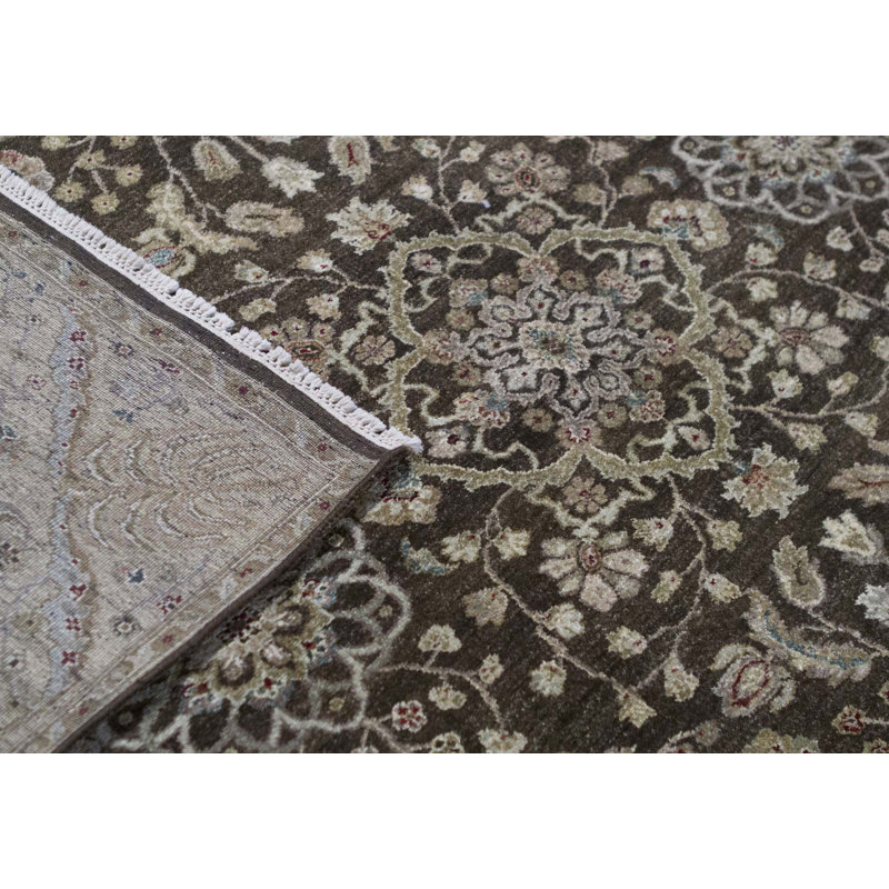 Tapis brun et doré de haute qualité noué à la main