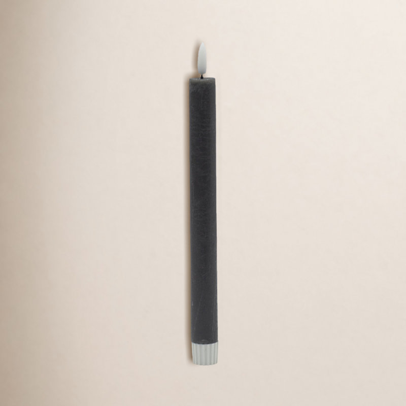 2 Pc Med Flameless Taper Candle, Black