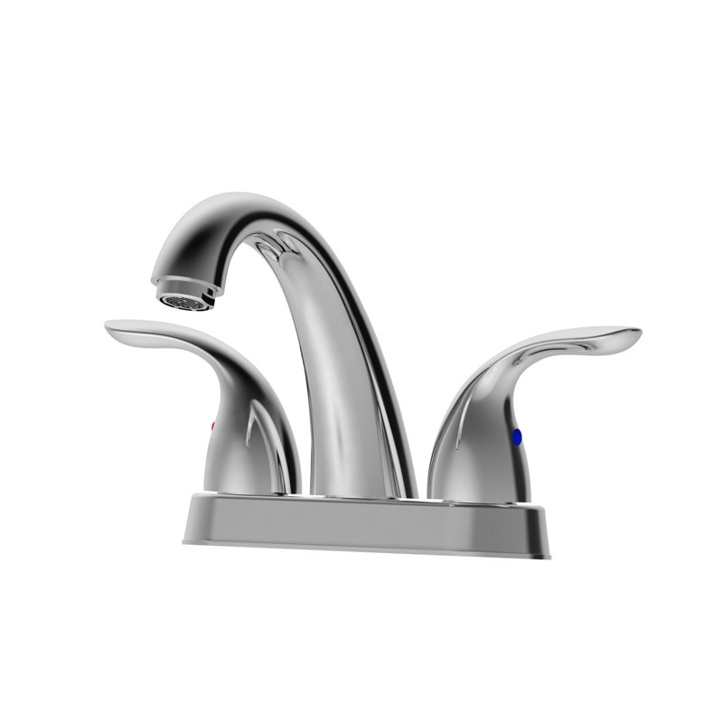 Robinet de lavabo de salle de bain, 2 poignées, bec à arc moyen 5,45 po, alliage de zinc, fixation sur plateau 2, avec plaque