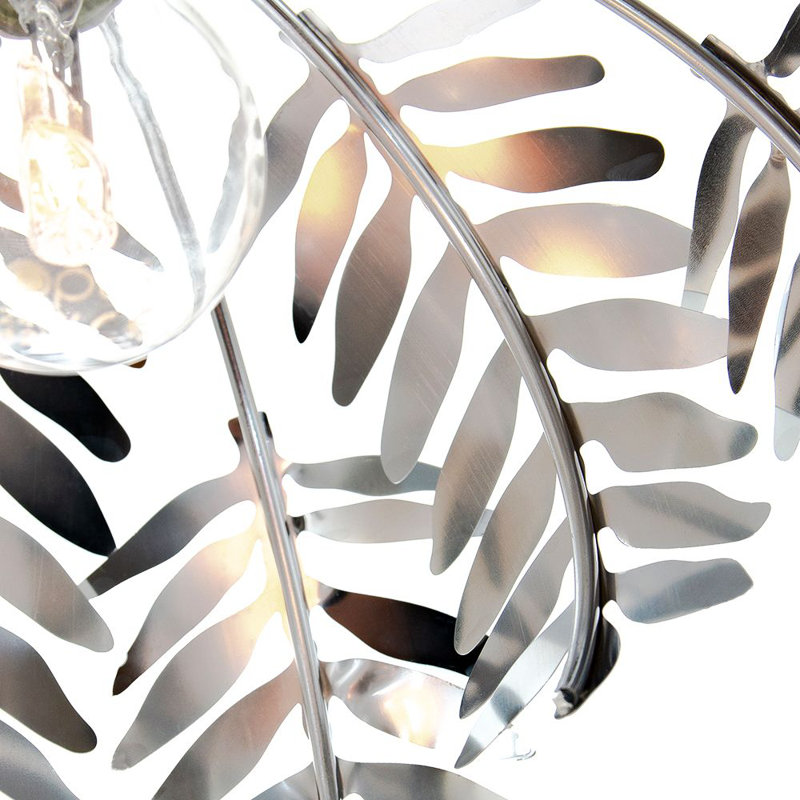 Traditional Fern Leaf Design Ceiling Pendant Light Shade in Shiny Finish, Chrome