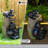 Outdoor Bear Water Fountain with LED Lights, Cascading Water Feature Decor for Courtyard, Garden, Patio & Balcony
