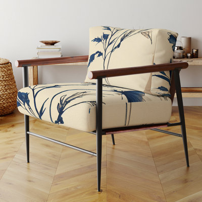 Fauteuil d'appoint rembourré Indigo Flower Blossoming III