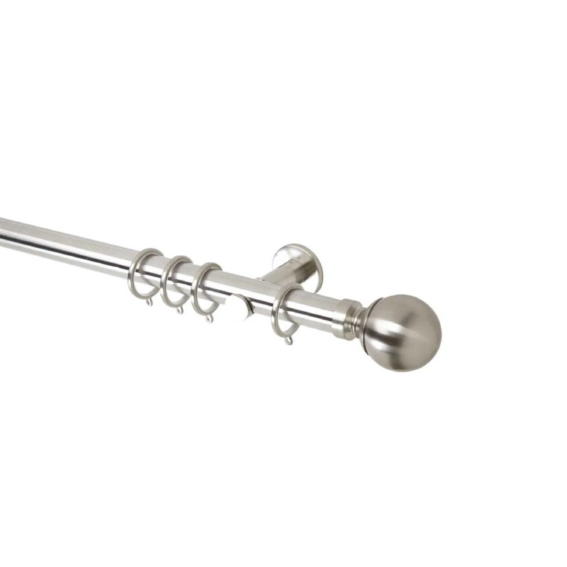 Single Curtain Pole, Chrome, 3.5 cm H x 120 cm W