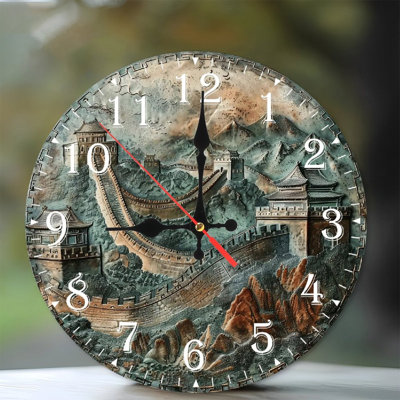 Horloge murale en bois 10 po, mouvement silencieux, à piles (piles AA non incluses), décor artistique, parfait pour les décorations