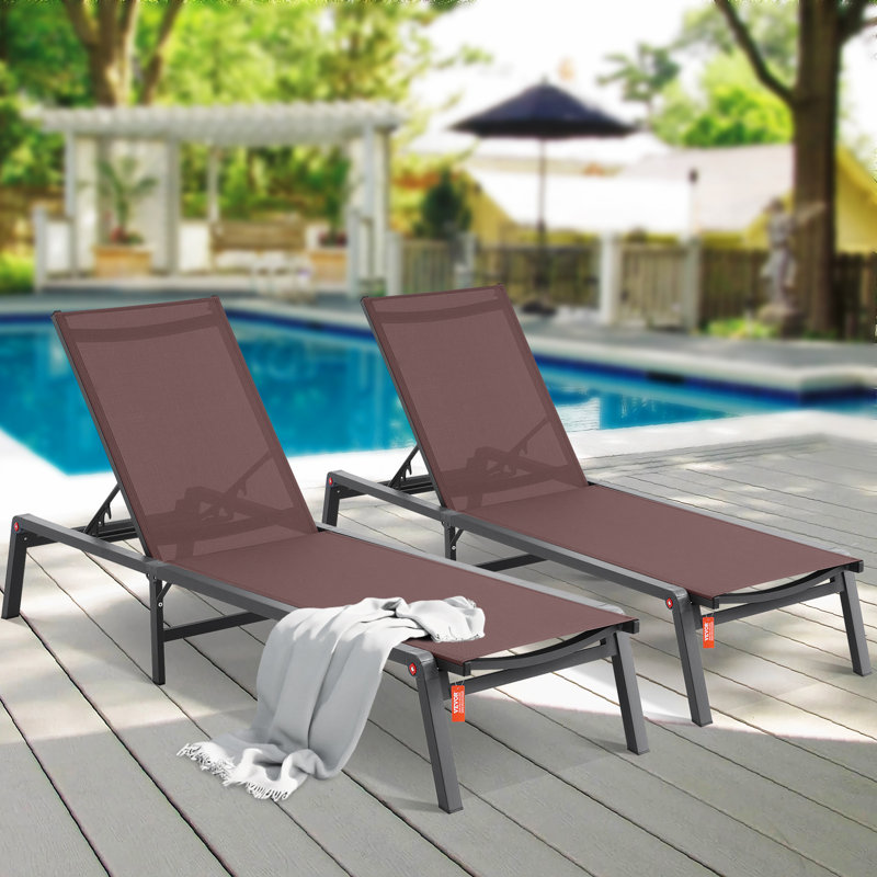 Chaise longue d'extérieur réglable à 5 positions pour 2 chaises longues