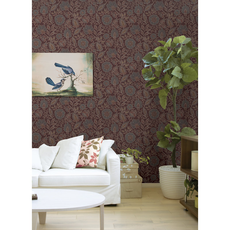 Papier peint adhésif Indira Aster Maroon, Rouge