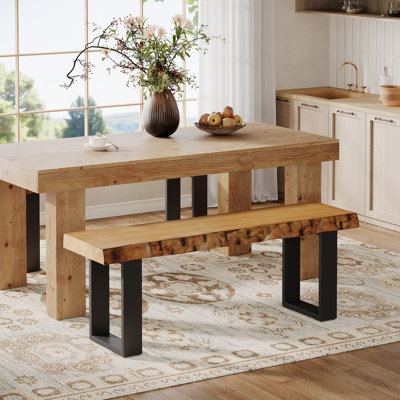 Solid Wood Dining Bench, 47" Farmhouse Bedroom Bench Entryway Bench