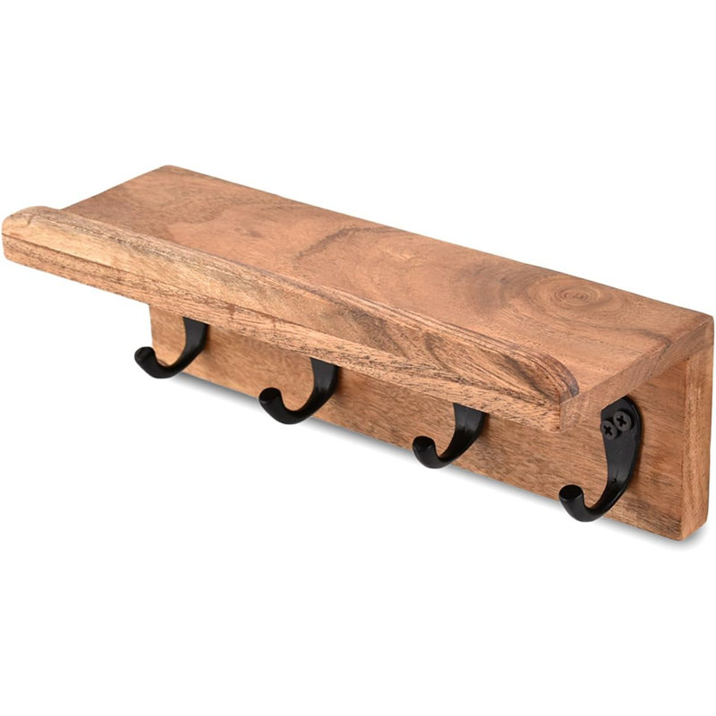 Worchester Wall Organizer with Key Hooks, 3.5cm H x 10cm W x 3.5cm D, Rustic Brown