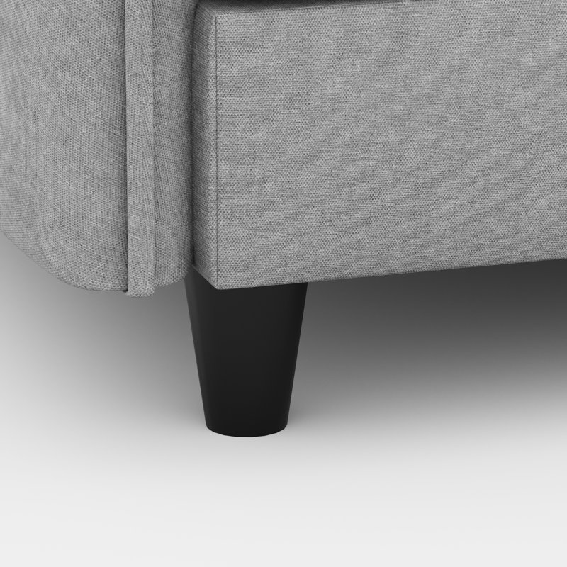 Canapé d'angle quatre places en tissu gris de 274 cm (107,8 po) avec revêtement respirant, ressorts ensachés, réglable, poches latérales sur les accoudoirs, structure en bois, siège confortable, accoudoirs pour la maison.