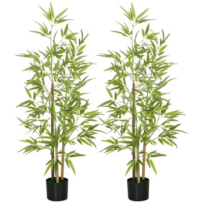 Faux Bamboo Tree in Cement Pot