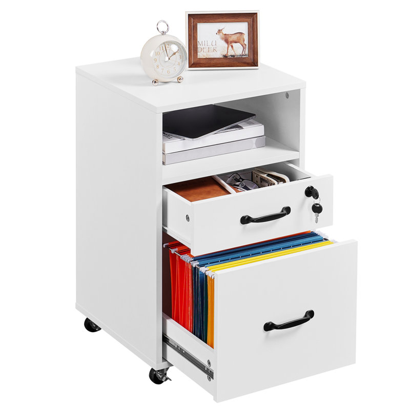 40cm Wide 2 -Drawer Mobile File Cabinet, White