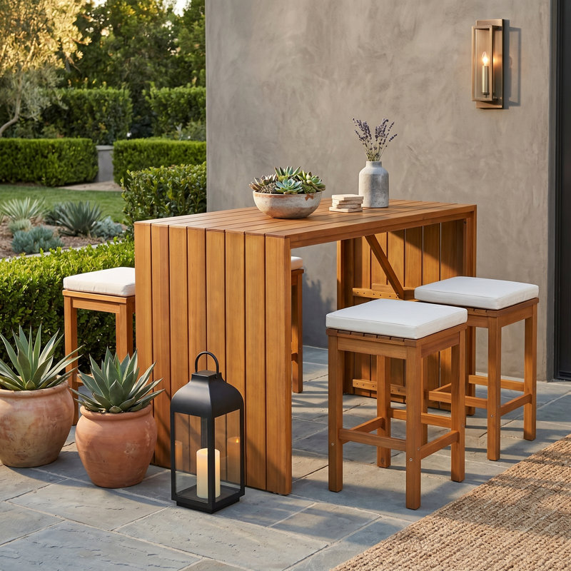 Ensemble de 5 barres de patio en bois d'acacia naturel