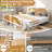 Platform Bed Frame with Natural Rattan Headboard and Footboard, Bohemian and Mid Century Style-710465277-710465276