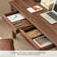 Bureau à mortaise simple en noyer noir pur à 2 tiroirs-381786177