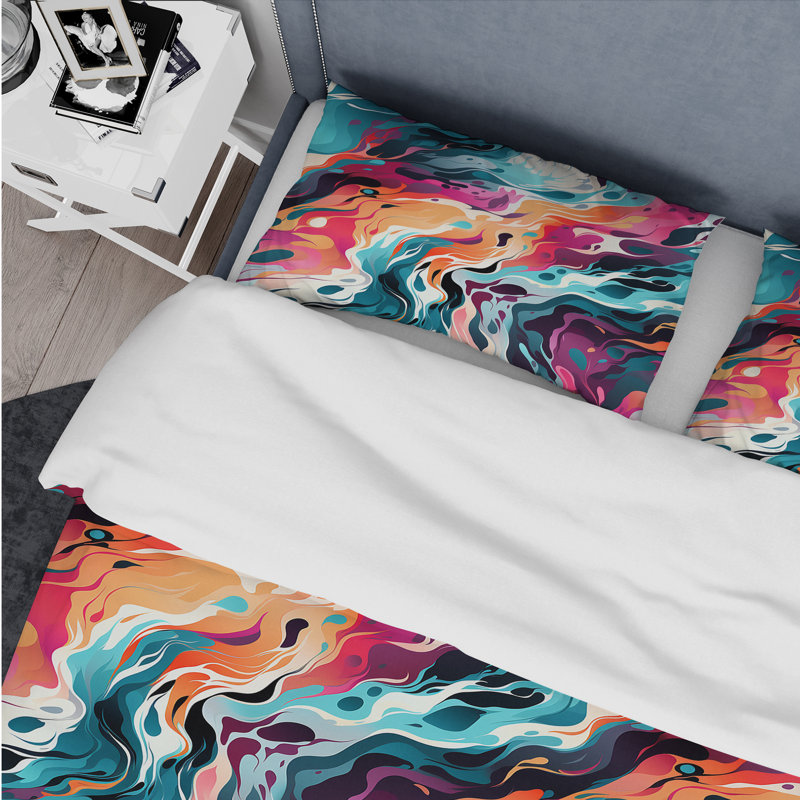 Literie Mystic Aura, Housse de couette pour grand lit et 2 taies décor