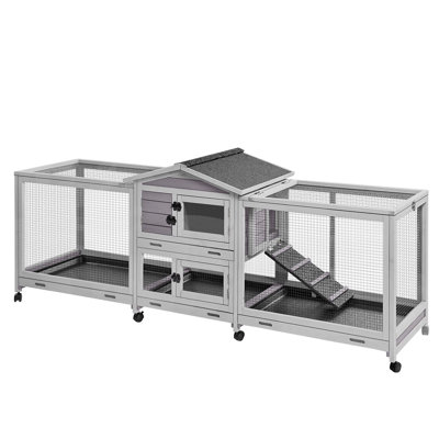 Cage à lapin intérieure et extérieure à roulettes Rabbit Hutch Bunny Cage