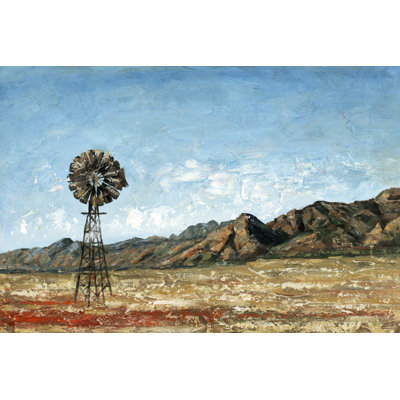 Painted Field With Windmill - Wrapped Canvas Art Prints