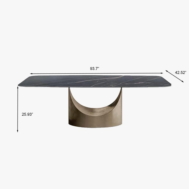 Table de salle à manger Diandra, Marbre noir, H 30,7 po x L 93,7 po x l 42,71 po, Bronze