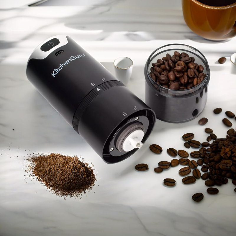 KitchenGuru Rechargeable Coffee Grinder - Your Ultimate Portable Coffee Partner - Fresh Grinds Anywhere, Anytime - Ultimate Flavor and Convenience - For Home or On the Go