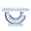 Console moderne argentée incurvée pour espace de vie principal, losange en forme de 3c, bords de miroir polis à la main, base en diamant artisanale audacieuse, reflet de miroirs, conception en spirale unique