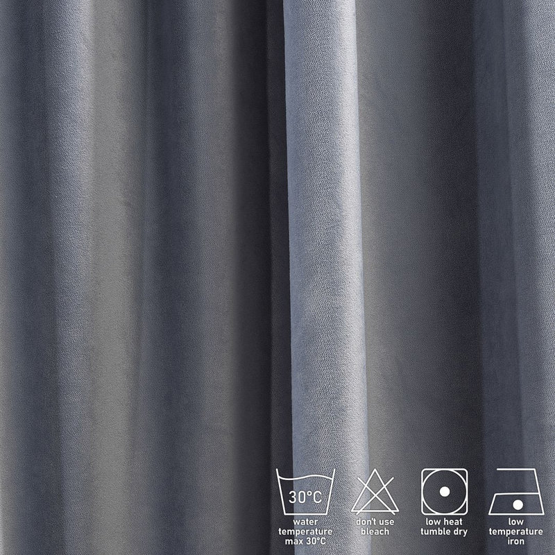 Soft Touch Velvet Kitchen Valance, 60 W x 60 D cm, Grey