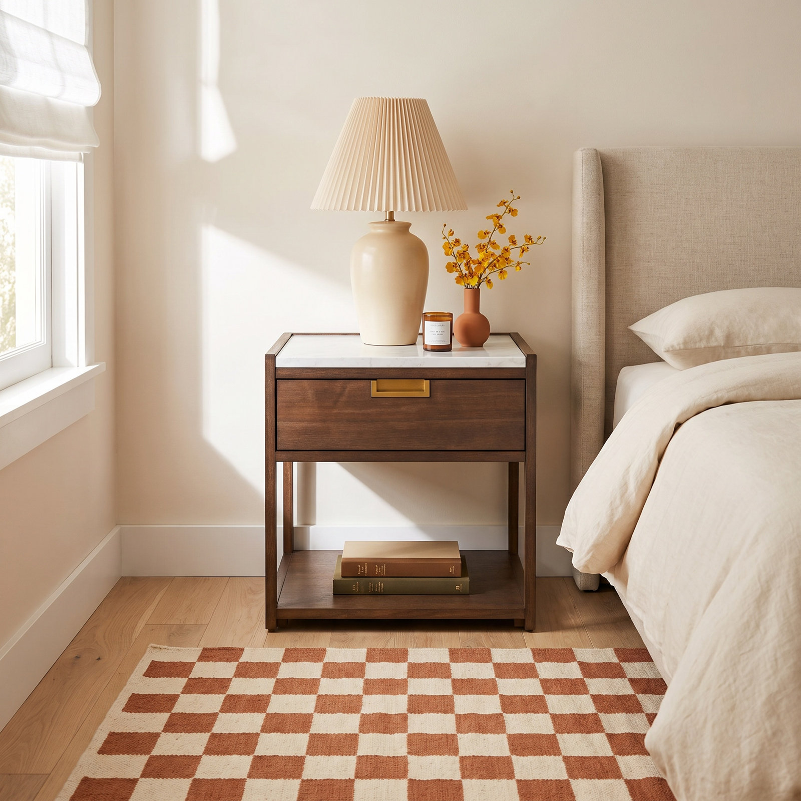 Eliane Acacia Nightstand, Dark Chocolate