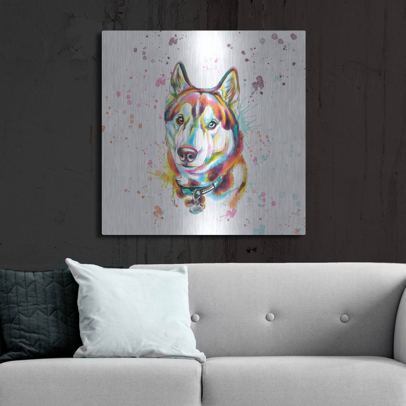 «Husky sibérien aquarelle coloré» par les affiliés Furbaby, H 36 po x l 36 po