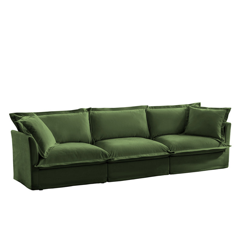 Canapé, 3, H 34,6 po x l 120 po x P 33 po, Vert