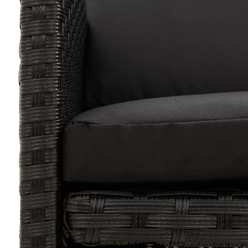 Chaise de patio avec coussin, Noir, Noir