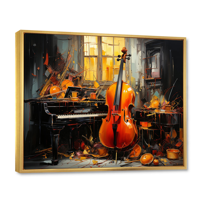 Makya Sunlit Symphony II sur impression sur toile, Cadre flottant doré, H 16 po x l 32 po x P 1 po