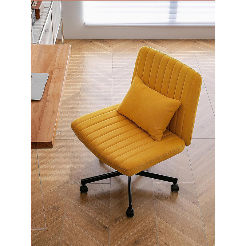 Modern Home Office Chair, Computer Desk Chair with Linen Fabric, Yellow